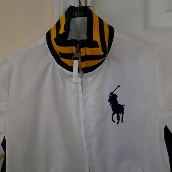 Polo Ralph Lauren Kids White Navy Yellow Zip‎ Up Jacket Polo Pony Logo 24M - Picture 8 of 9